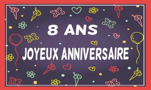 Carte anniversaire femme 8 ans violet