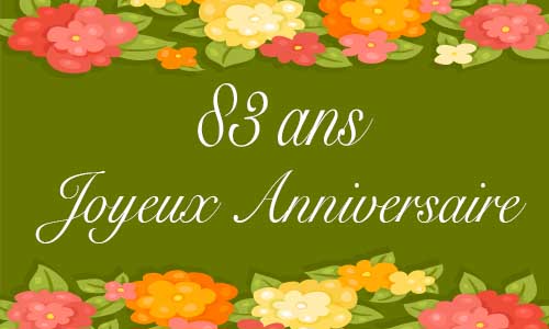 Carte anniversaire femme 83 ans vert fleur