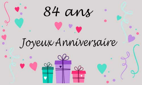 Carte anniversaire femme 84 ans coeur