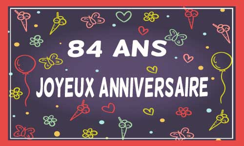 Carte anniversaire femme 84 ans violet