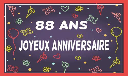 Carte anniversaire femme 88 ans violet