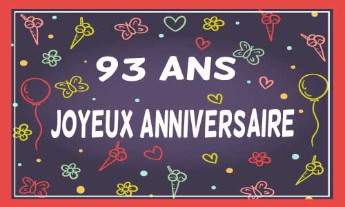 Carte anniversaire femme 93 ans violet