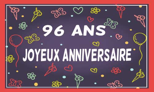Carte anniversaire femme 96 ans violet