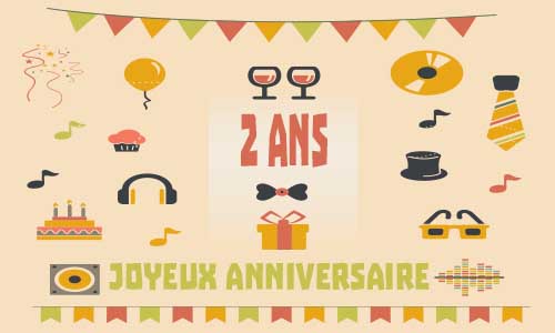 Carte anniversaire homme 2 ans musique
