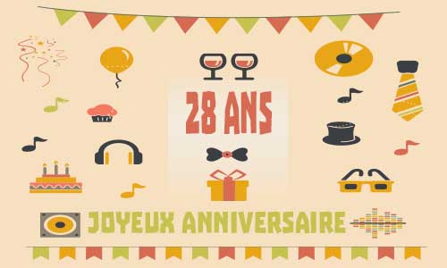 Carte anniversaire homme 28 ans musique