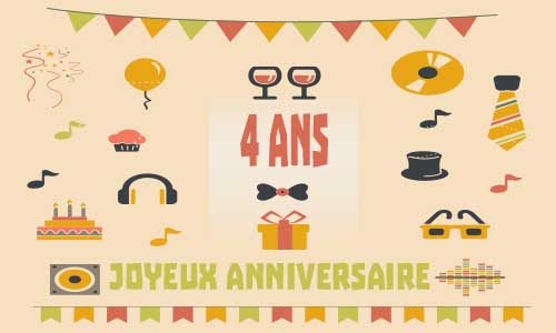 Carte anniversaire homme 4 ans musique
