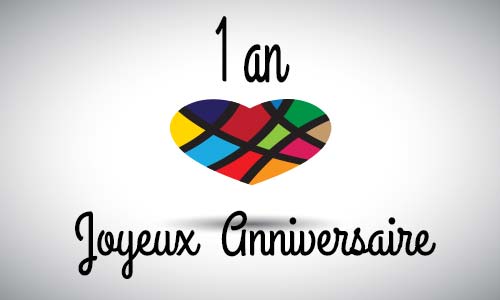 Carte anniversaire amour 1 an abstrait coeur
