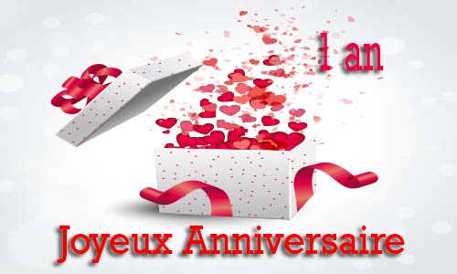 Carte anniversaire amour 1 an cadeau ouvert
