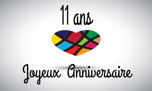 Carte anniversaire amour 11 ans abstrait coeur