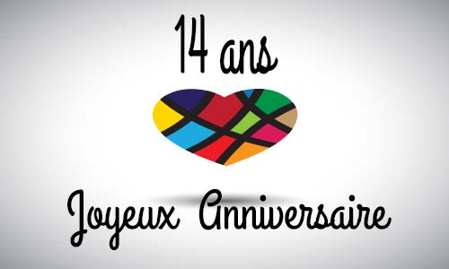 Carte anniversaire amour 14 ans abstrait coeur