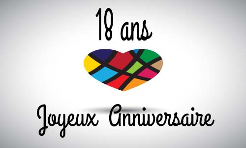 Carte anniversaire amour 18 ans abstrait coeur