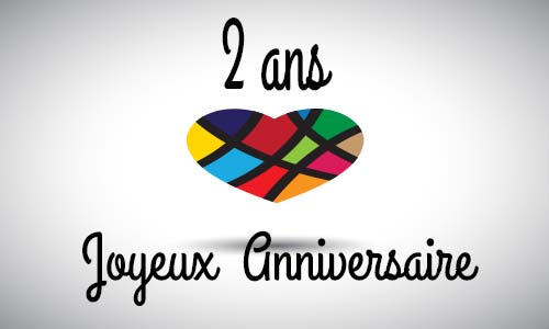 Carte anniversaire amour 2 ans abstrait coeur