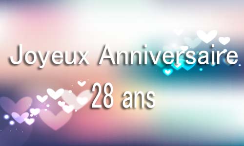 Carte anniversaire amour 28 ans flou coeur