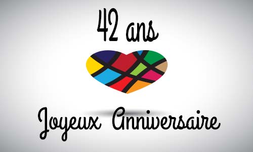 Carte anniversaire amour 42 ans abstrait coeur