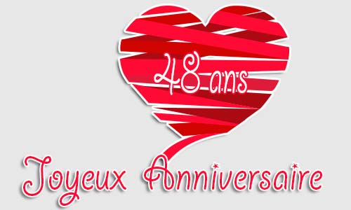 Carte anniversaire amour 48 ans geocoeur