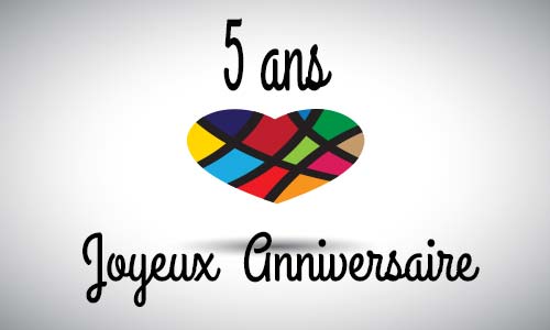 Carte anniversaire amour 5 ans abstrait coeur