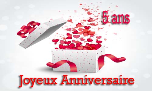 Carte anniversaire amour 5 ans cadeau ouvert
