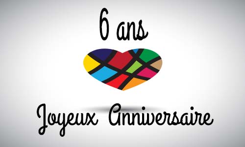 Carte anniversaire amour 6 ans abstrait coeur