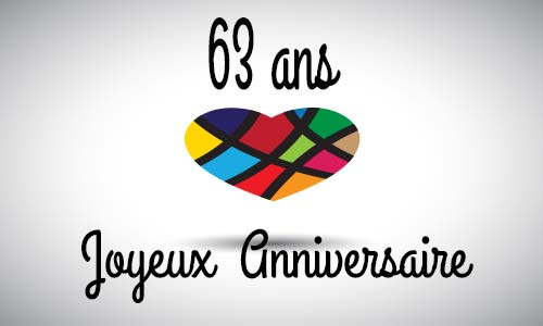 Carte anniversaire amour 63 ans abstrait coeur