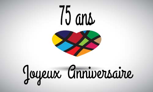 Carte anniversaire amour 75 ans abstrait coeur