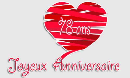 Carte anniversaire amour 78 ans geocoeur