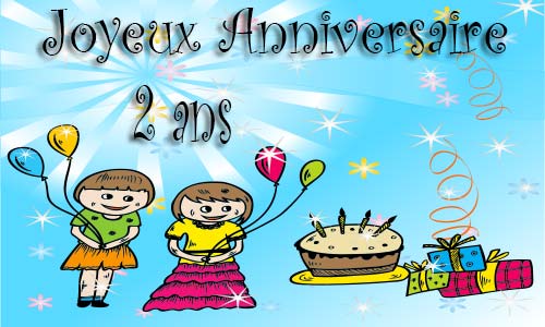 Carte anniversaire enfant 2 ans deux filles