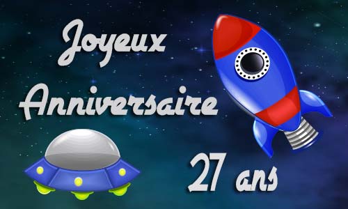 Carte anniversaire enfant 27 ans astro