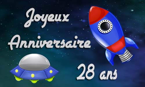 Carte anniversaire enfant 28 ans astro