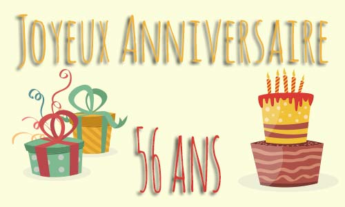 Carte anniversaire enfant 56 ans deux cadeau gateau