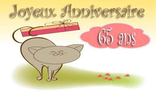Carte anniversaire enfant 65 ans chat cadeau