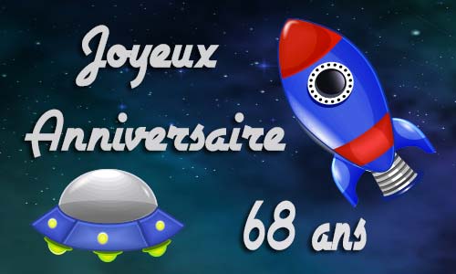 Carte anniversaire enfant 68 ans astro
