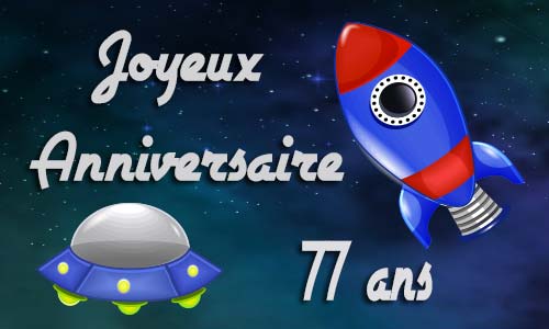 Carte anniversaire enfant 77 ans astro