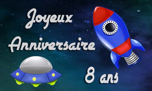 Carte anniversaire enfant 8 ans astro