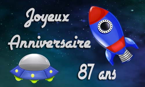 Carte anniversaire enfant 87 ans astro