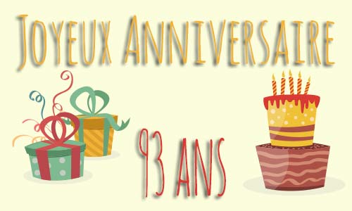 Carte anniversaire enfant 93 ans deux cadeau gateau