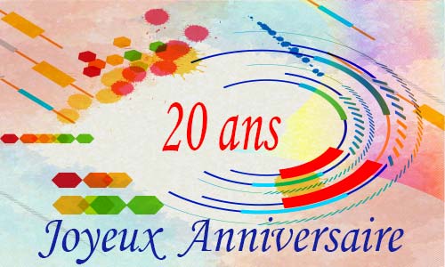 Carte anniversaire femme 20 ans geocolor