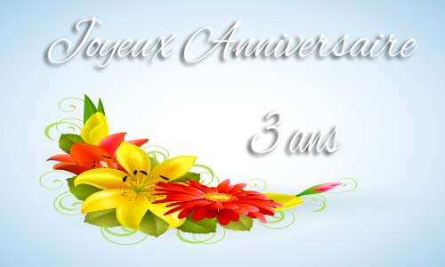 Carte anniversaire femme 3 ans fleur jaune