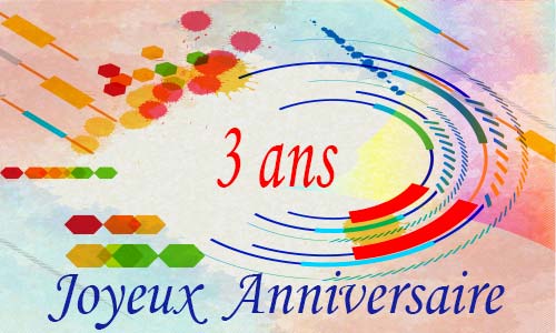 Carte anniversaire femme 3 ans geocolor
