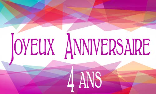Carte anniversaire femme 4 ans geomauve
