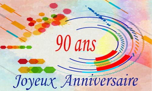 Carte anniversaire femme 90 ans geocolor