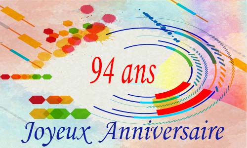 Carte anniversaire femme 94 ans geocolor