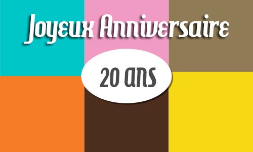 Carte anniversaire homme 20 ans retro carre