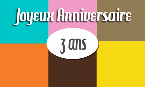 Carte anniversaire homme 3 ans retro carre