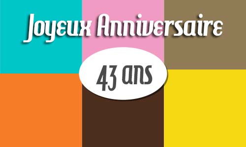 Carte anniversaire homme 43 ans retro carre