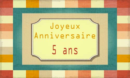 Carte anniversaire homme 5 ans carreaux