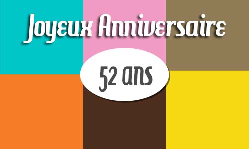Carte anniversaire homme 52 ans retro carre