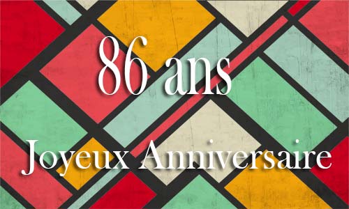 Carte anniversaire homme 86 ans georetro color