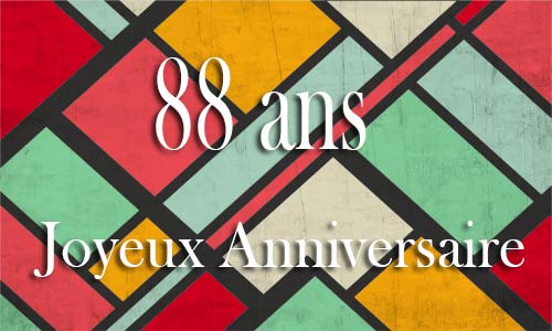 Carte anniversaire homme 88 ans georetro color