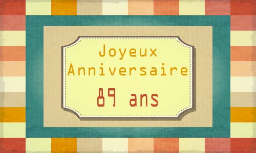 Carte anniversaire homme 89 ans carreaux