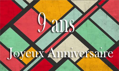 Carte anniversaire homme 9 ans georetro color